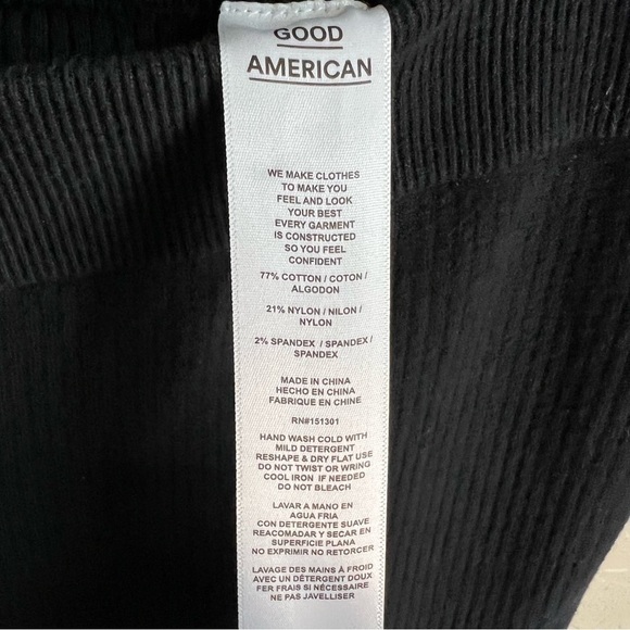 Good American Black Ribbed Slim Flare Pull On Pants - Picture 5 of 7